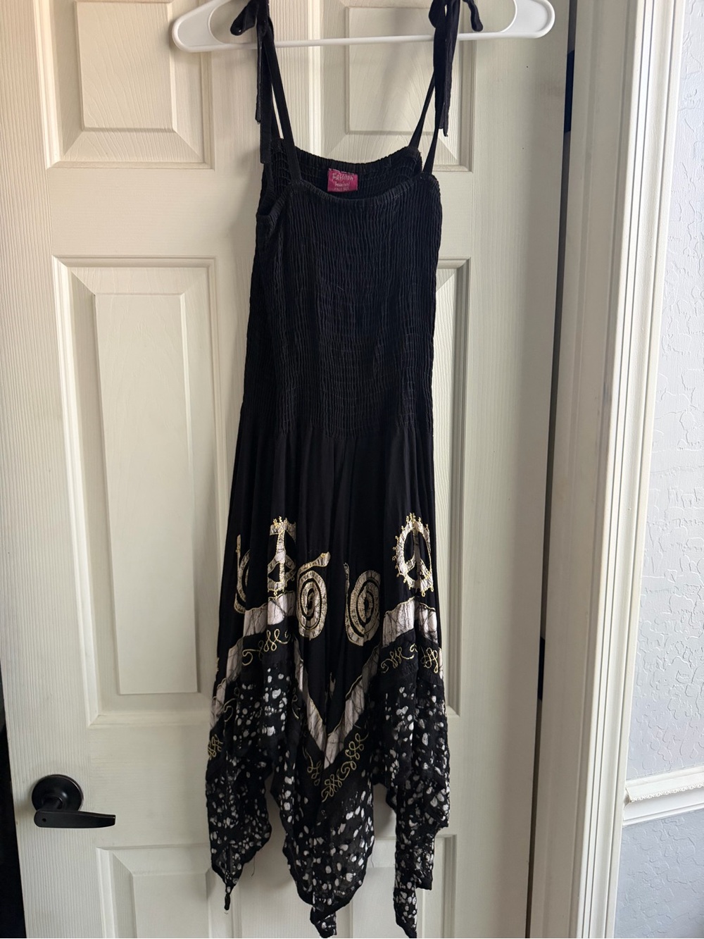 Boho Black Sundress with Gold Accents